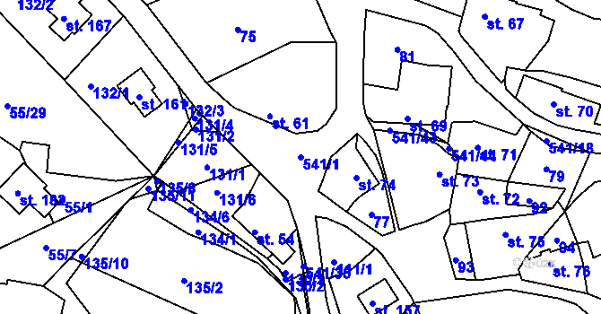 Parcela st. 541/1 v KÚ Obytce, Katastrální mapa