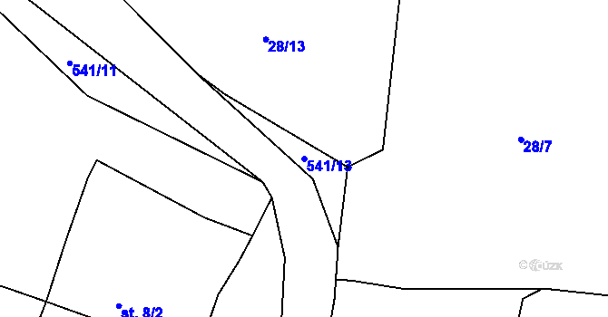Parcela st. 541/13 v KÚ Obytce, Katastrální mapa