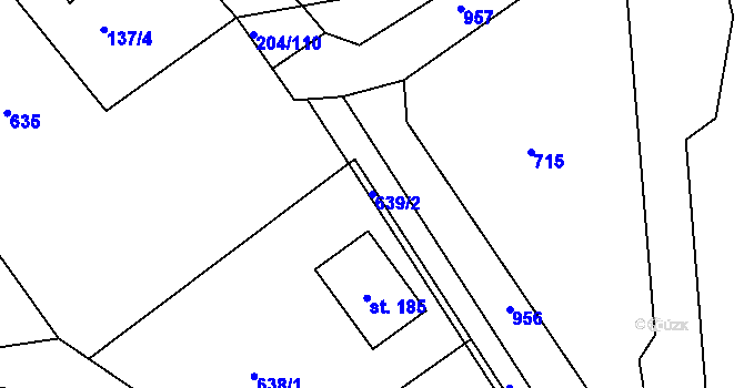 Parcela st. 639/2 v KÚ Obytce, Katastrální mapa