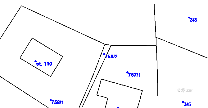 Parcela st. 758/2 v KÚ Obytce, Katastrální mapa