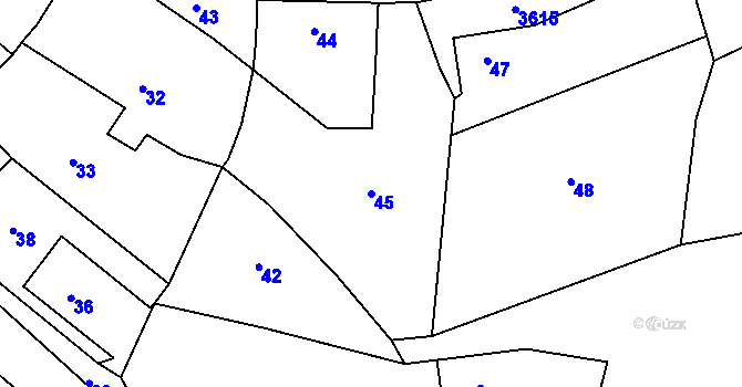 Parcela st. 45 v KÚ Ocmanice, Katastrální mapa