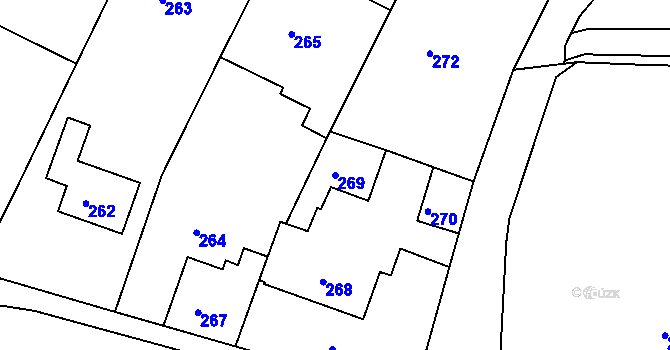Parcela st. 269 v KÚ Ocmanice, Katastrální mapa