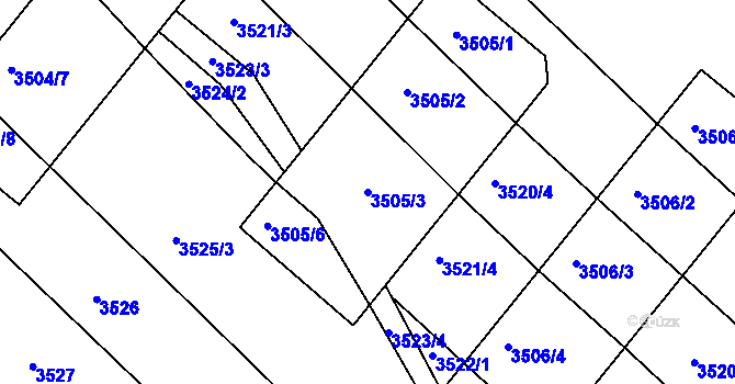 Parcela st. 3505/3 v KÚ Ocmanice, Katastrální mapa