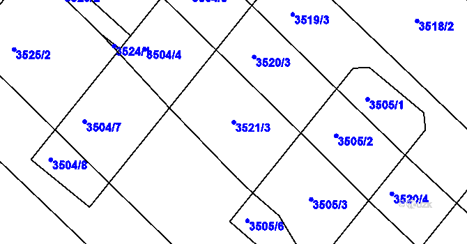 Parcela st. 3521/3 v KÚ Ocmanice, Katastrální mapa