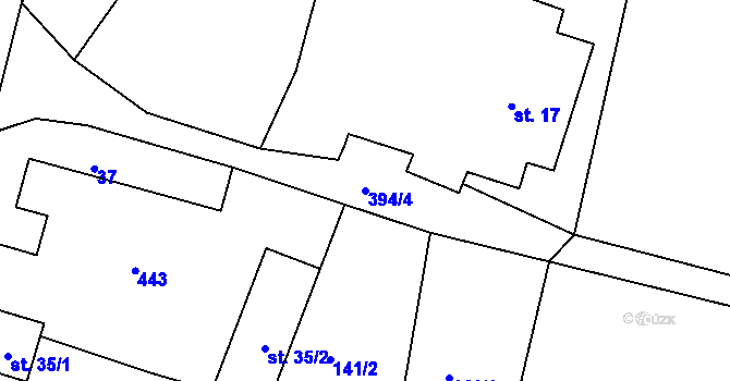Parcela st. 394/4 v KÚ Městec nad Dědinou, Katastrální mapa