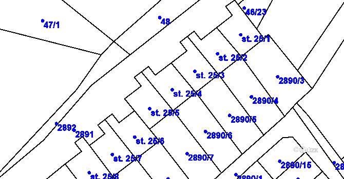 Parcela st. 25/4 v KÚ Očihov, Katastrální mapa