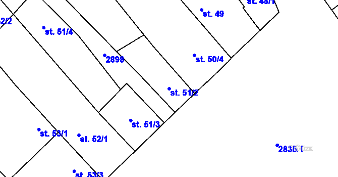 Parcela st. 51/2 v KÚ Očihov, Katastrální mapa