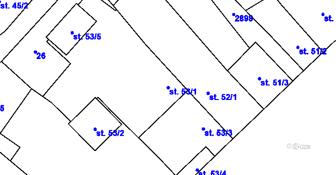 Parcela st. 53/1 v KÚ Očihov, Katastrální mapa