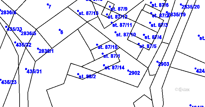 Parcela st. 87/1 v KÚ Očihov, Katastrální mapa