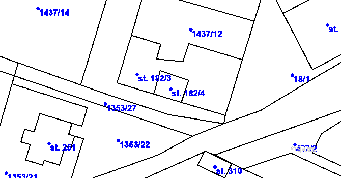 Parcela st. 182/4 v KÚ Očihov, Katastrální mapa