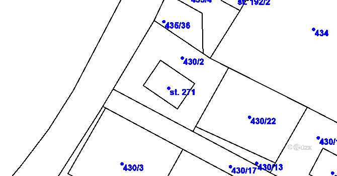Parcela st. 271 v KÚ Očihov, Katastrální mapa