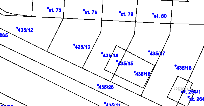 Parcela st. 435/14 v KÚ Očihov, Katastrální mapa