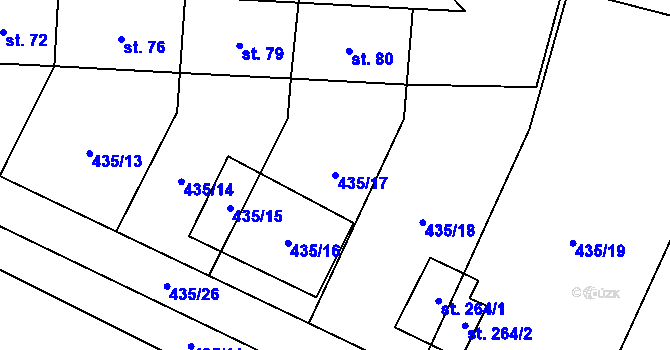 Parcela st. 435/17 v KÚ Očihov, Katastrální mapa