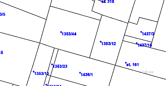 Parcela st. 1353/12 v KÚ Očihov, Katastrální mapa