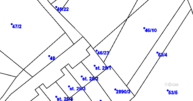Parcela st. 46/23 v KÚ Očihov, Katastrální mapa