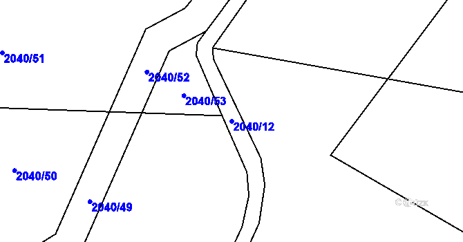 Parcela st. 2040/12 v KÚ Očihov, Katastrální mapa