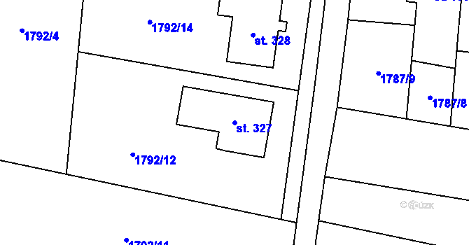 Parcela st. 327 v KÚ Očihov, Katastrální mapa