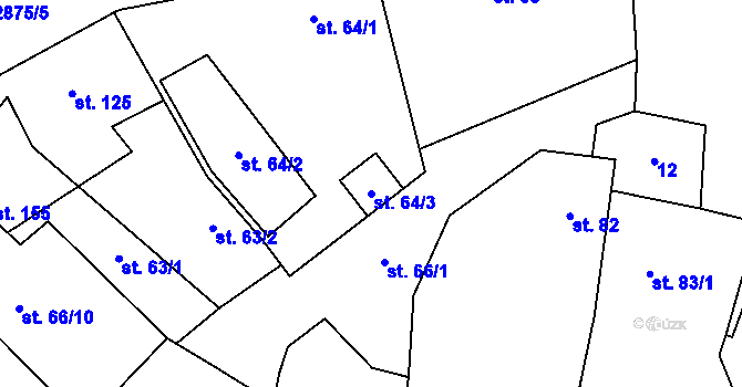 Parcela st. 64/3 v KÚ Očihov, Katastrální mapa