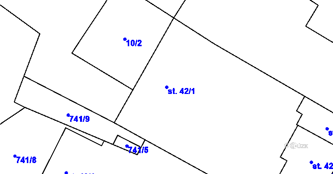 Parcela st. 42/1 v KÚ Očihovec, Katastrální mapa