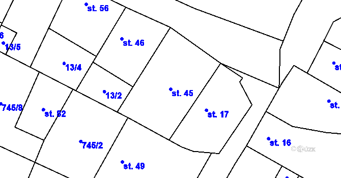 Parcela st. 45 v KÚ Očihovec, Katastrální mapa