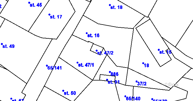 Parcela st. 47/2 v KÚ Očihovec, Katastrální mapa