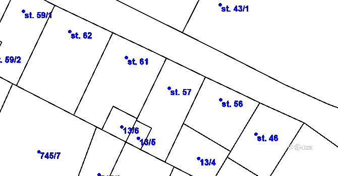 Parcela st. 57 v KÚ Očihovec, Katastrální mapa