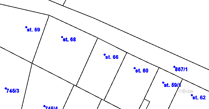 Parcela st. 66 v KÚ Očihovec, Katastrální mapa