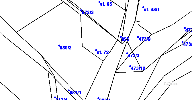 Parcela st. 72 v KÚ Očihovec, Katastrální mapa