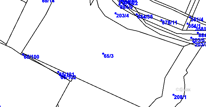 Parcela st. 65/3 v KÚ Očihovec, Katastrální mapa