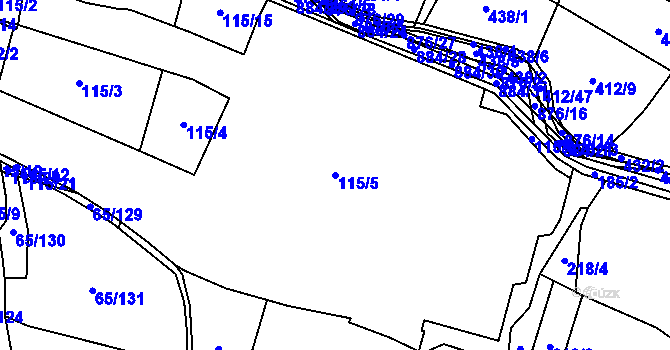 Parcela st. 115/5 v KÚ Očihovec, Katastrální mapa