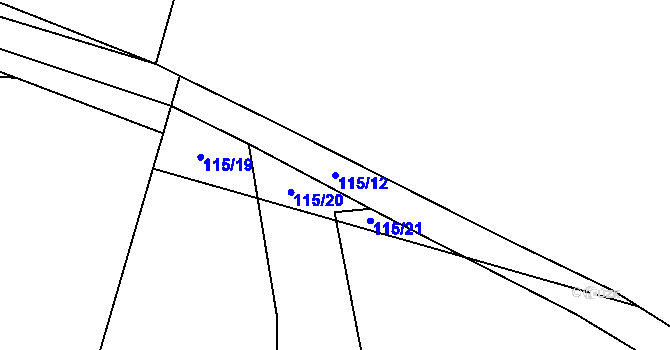 Parcela st. 115/12 v KÚ Očihovec, Katastrální mapa
