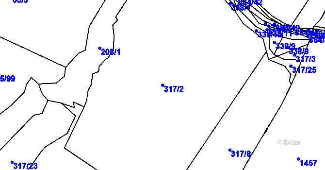 Parcela st. 317/2 v KÚ Očihovec, Katastrální mapa