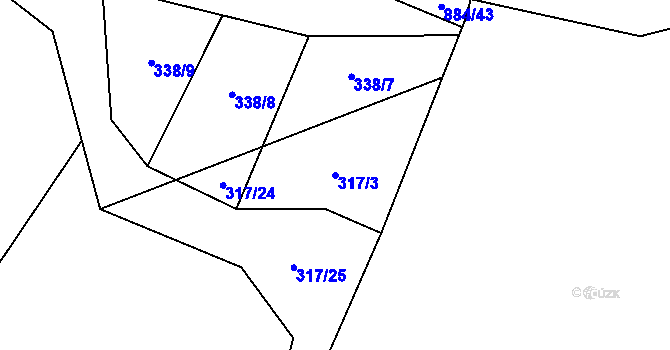 Parcela st. 317/3 v KÚ Očihovec, Katastrální mapa