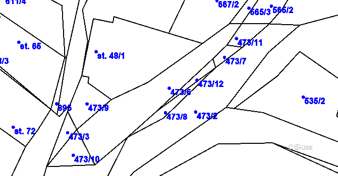 Parcela st. 473/6 v KÚ Očihovec, Katastrální mapa