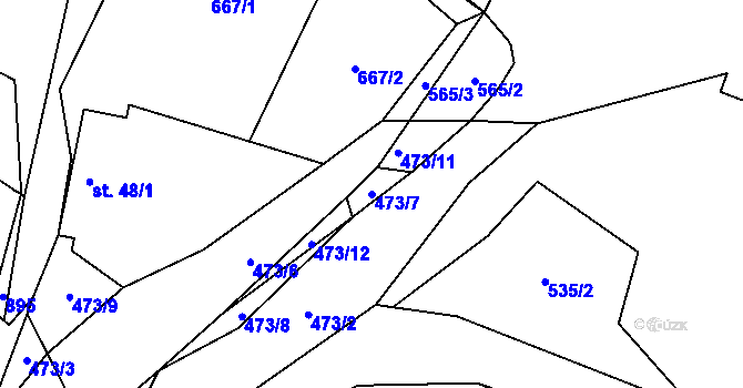 Parcela st. 473/7 v KÚ Očihovec, Katastrální mapa