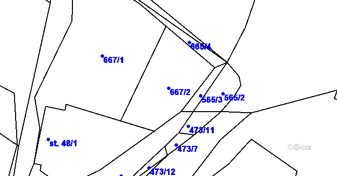 Parcela st. 667/2 v KÚ Očihovec, Katastrální mapa