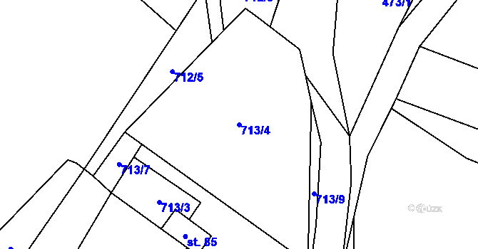 Parcela st. 713/4 v KÚ Očihovec, Katastrální mapa