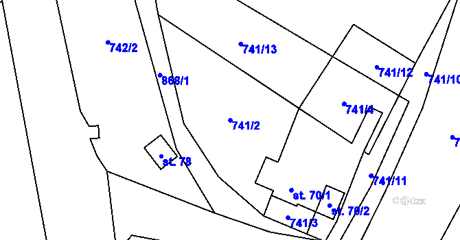 Parcela st. 741/2 v KÚ Očihovec, Katastrální mapa