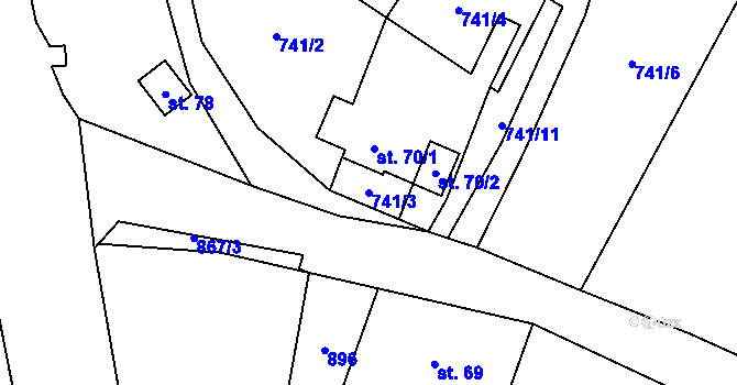 Parcela st. 741/3 v KÚ Očihovec, Katastrální mapa