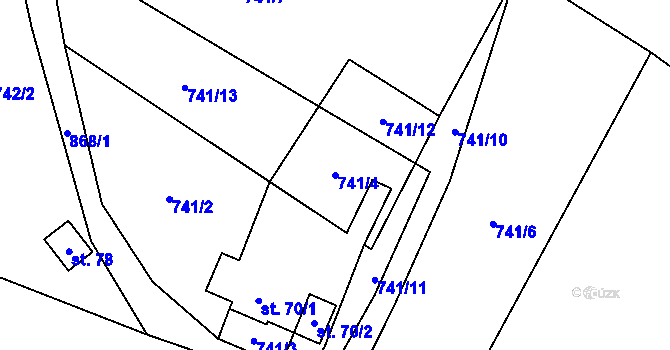 Parcela st. 741/4 v KÚ Očihovec, Katastrální mapa