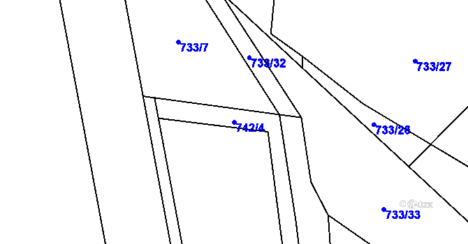 Parcela st. 742/4 v KÚ Očihovec, Katastrální mapa