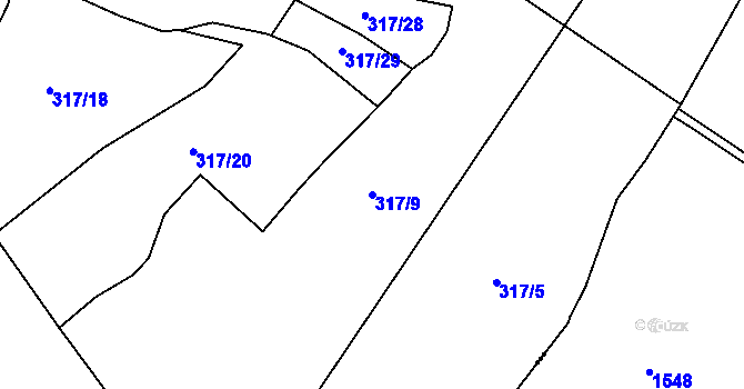 Parcela st. 317/9 v KÚ Očihovec, Katastrální mapa