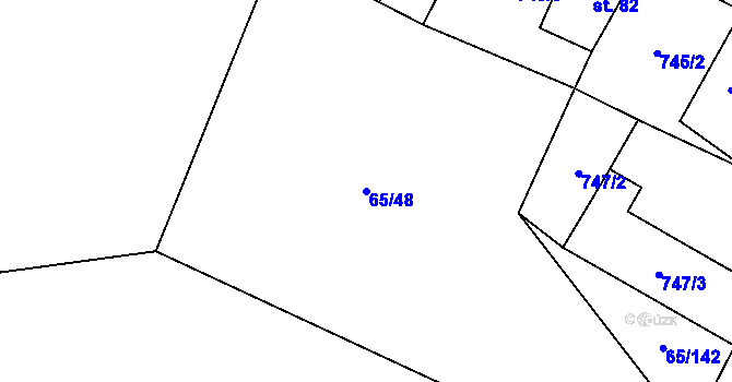 Parcela st. 65/48 v KÚ Očihovec, Katastrální mapa