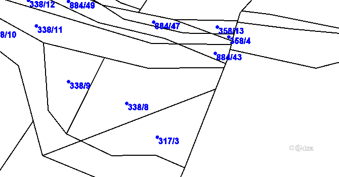 Parcela st. 338/7 v KÚ Očihovec, Katastrální mapa