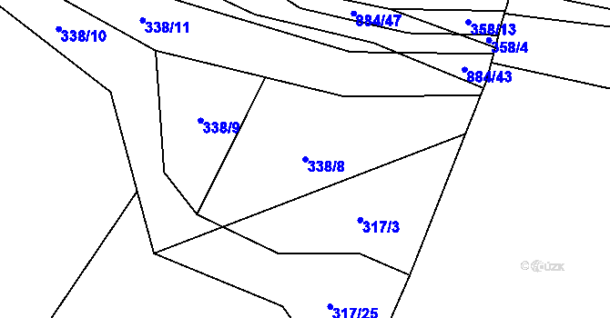 Parcela st. 338/8 v KÚ Očihovec, Katastrální mapa