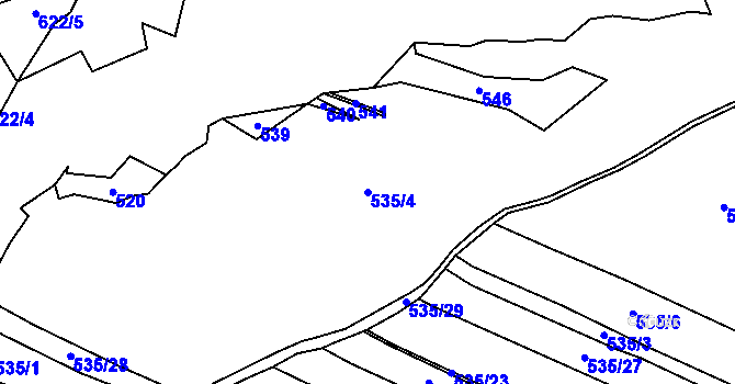 Parcela st. 535/4 v KÚ Očihovec, Katastrální mapa