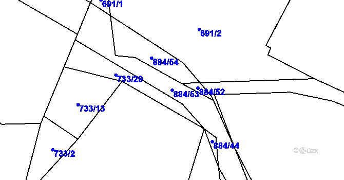Parcela st. 884/53 v KÚ Očihovec, Katastrální mapa