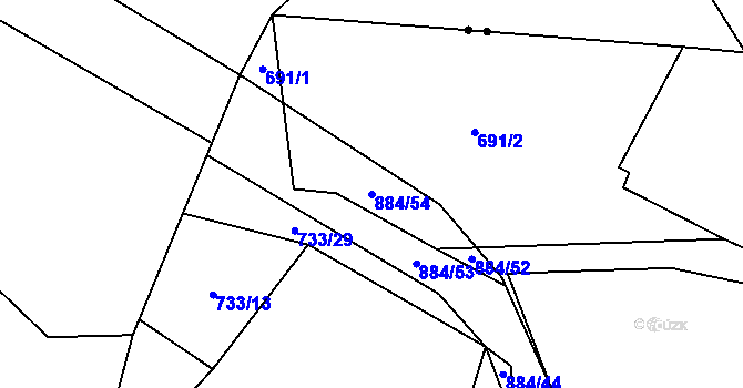 Parcela st. 884/54 v KÚ Očihovec, Katastrální mapa