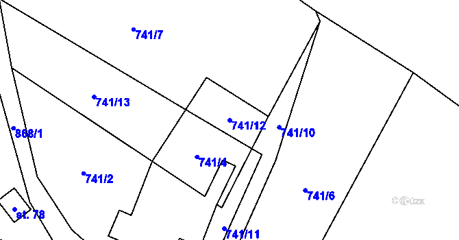 Parcela st. 741/12 v KÚ Očihovec, Katastrální mapa