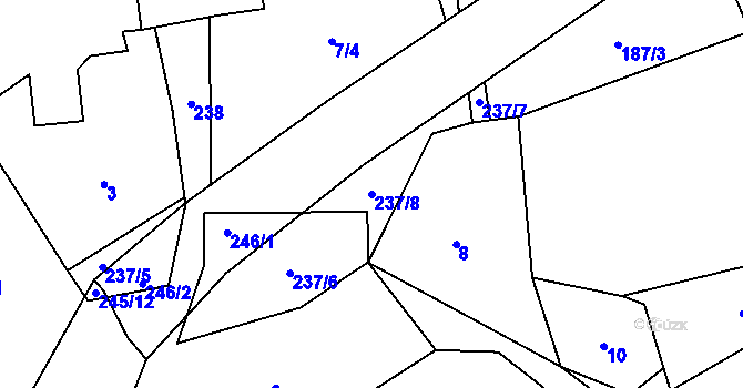 Parcela st. 237/8 v KÚ Čečkov, Katastrální mapa